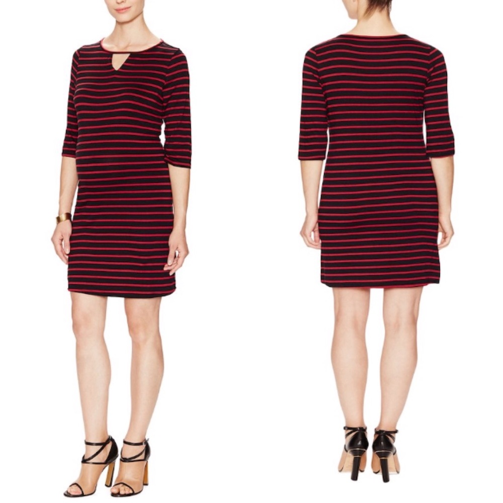 Maternal America Wine Stripes Keyhole Dress Small